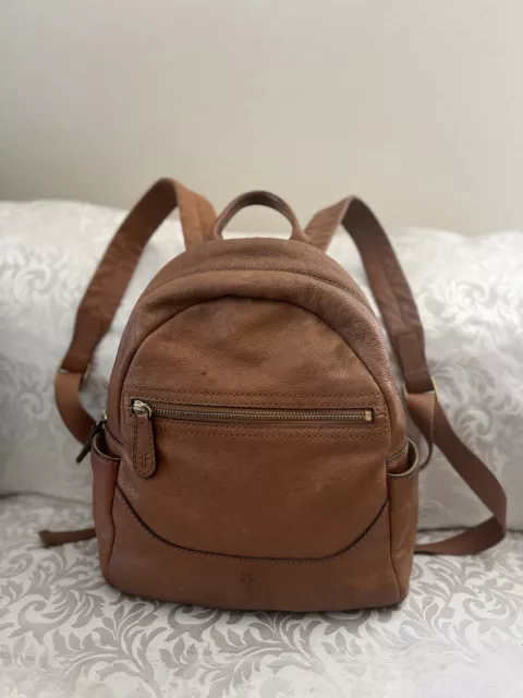 Frye Backpack Bag Brown Leather Women Unisex Medium To Small Sz H 11.5  W 9.5 in