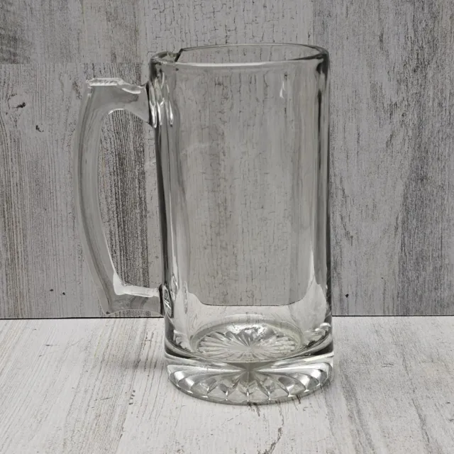 Mug Beer Stein Cup Large Tall Crystal Clear Glass Barware Handle Small Damage