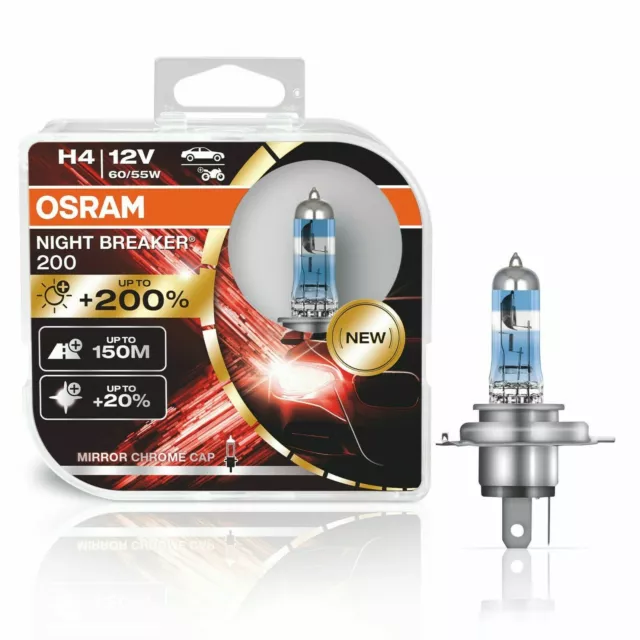 Bombillas de faros de coche OSRAM Night Breaker 200 H4 (doble) - 200% más de luz