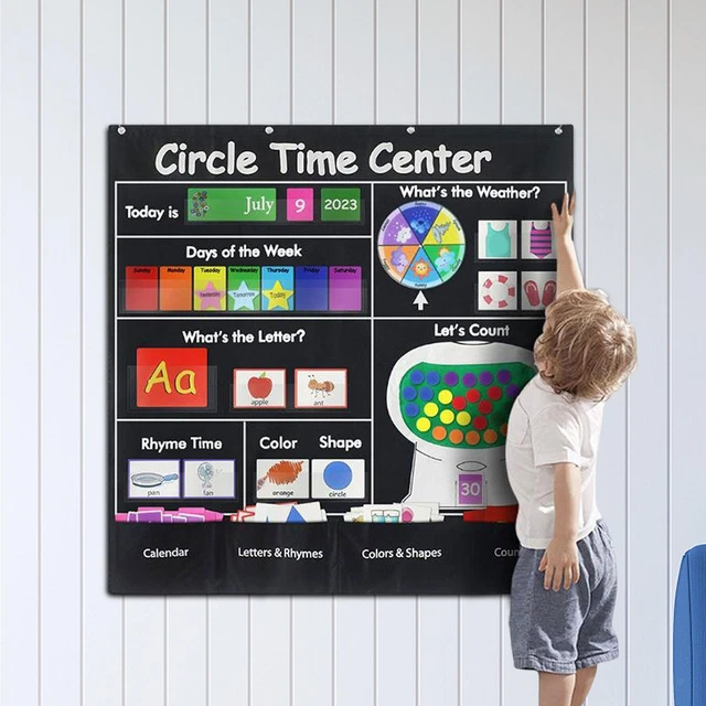 CIRCLE TIME LEARNING Center Pocket Chart Wall Hanging for 43.75 PicClick