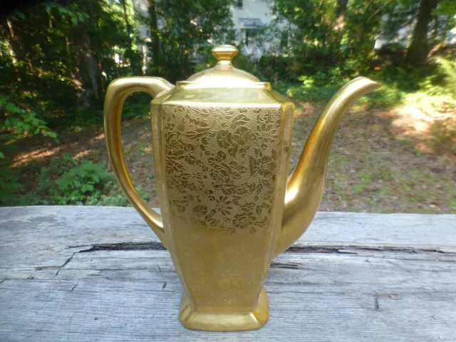 Antique 1930's PA Arzberg Bavaria Teapot 24K Gold plated 8.25" Tea Pot