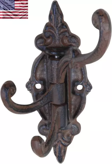 Cast Iron Swivel Hook Vintage Home Decor Antique Wall Hook Swing Arm Coat Hanger