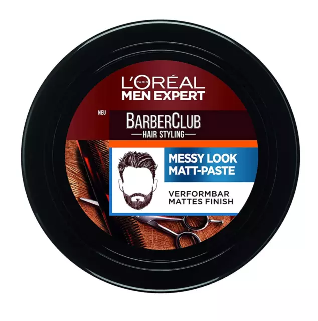 ✅ Loreal Men Expert Barber Club, Messy Look Matt Paste starker Haarwachs 75ml ✅