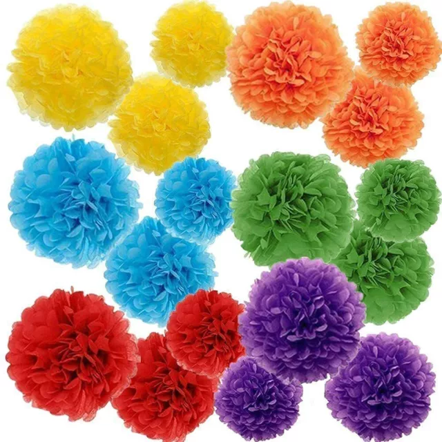 10x Tissue Paper Pom Poms Flower Balls Garland Wedding Party Xmas Hanging Decor