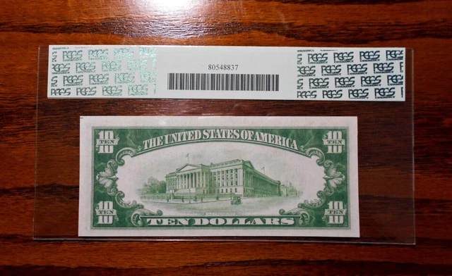 1934 $10 Federal Reserve Note LGS (Light Green) 💲 PCGS 64 PPQ 4
