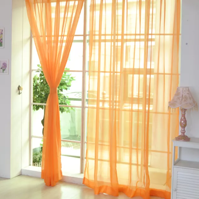 2X Home Floral Tulle Voile Door Window Curtain Drape Panel Sheer Scarf Valances