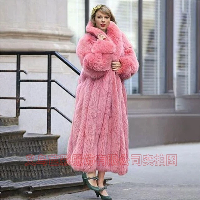 Pink faux fur coat uk clearance