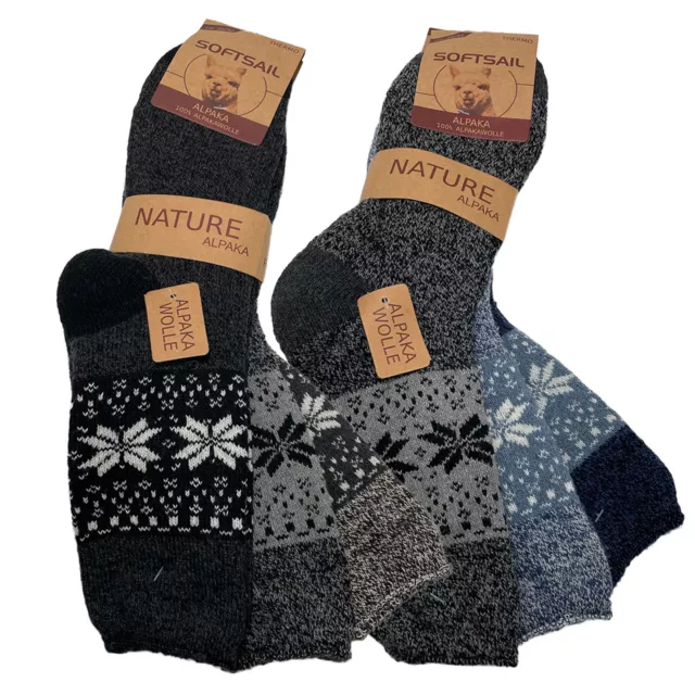 3 Paar Alpaka Socken Herren Damen Wollsocken Wintersocke dick gestrickt Strümpfe