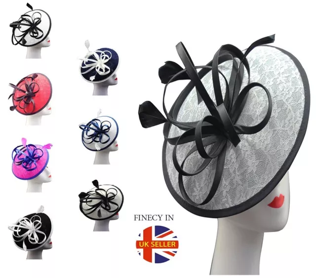 Fascinator Women's Large Headband Clip Hat Weddings Ladies Races Ascot Round UK