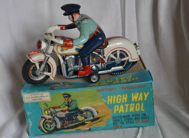 Moto Police Jouet Modern Toys Mt Made In Japan 30Cm  Tin Toy Automate Bte Repro 2