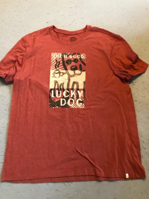 Life is Good Shirt Men's Extra Large Red Lucky Dog Graphic Tee
