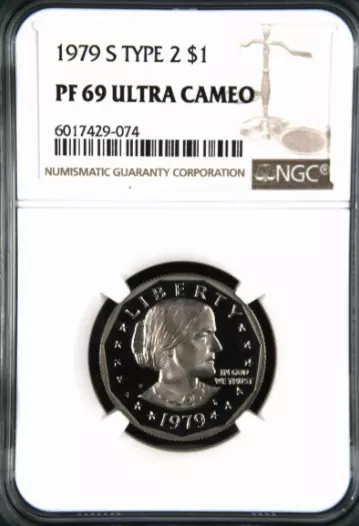 1979 S Tipo 2 Prueba Susan B. Anthony Dólar NGC Pf 69 Muy Camafeo