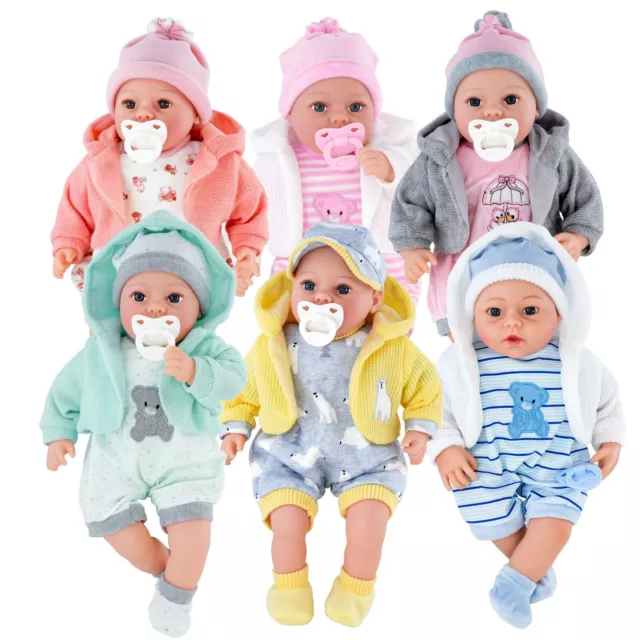 18" Lifelike Large Size Soft Bodied Baby Doll Girls Boys Toy Dolly With Sounds