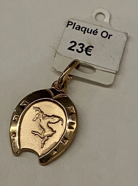 Pendentif médaille vintage en plaqué or vermeil, breloque