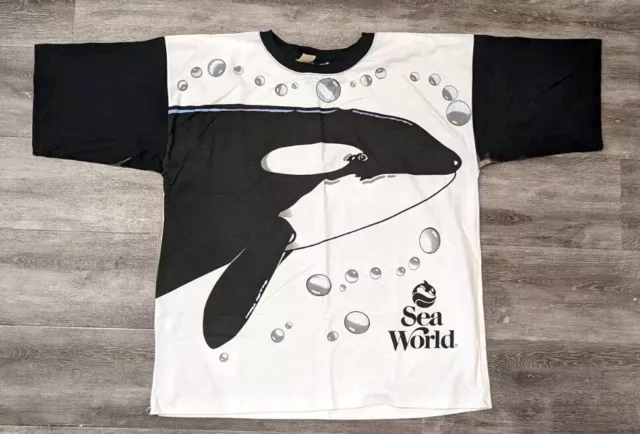 Vintage 90s Sea World Shamu Orca T-Shirt Adult Large-XL New With Tags