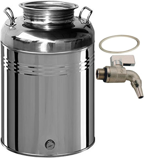 Fusto Olio 30 Lt Acciao Inox 18/10 + Rubinetto