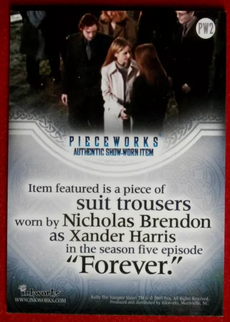 BUFFY THE VAMPIRE SLAYER - Authentic Show-Worn Costume Card - NICHOLAS BRENDON 2