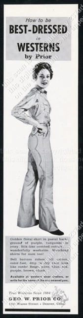 1961 Geo W Prior woman's Western shirt bell bottom riders pants vintage print ad
