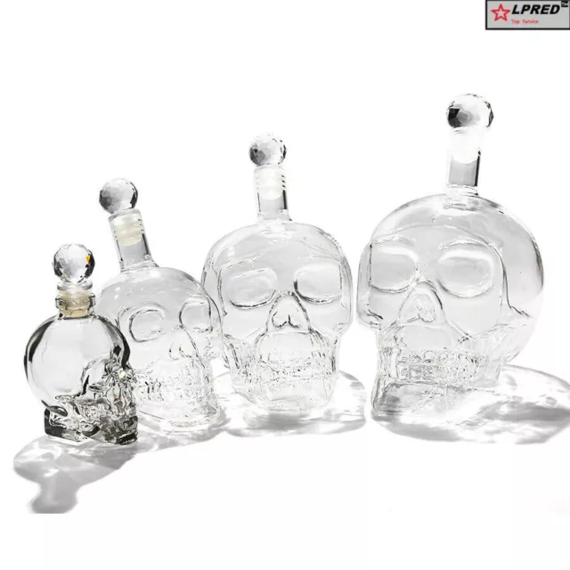 Crystal Decanter Skull Head Shot Whiskey Wine Drinking Glass Bottle Wine Vodka