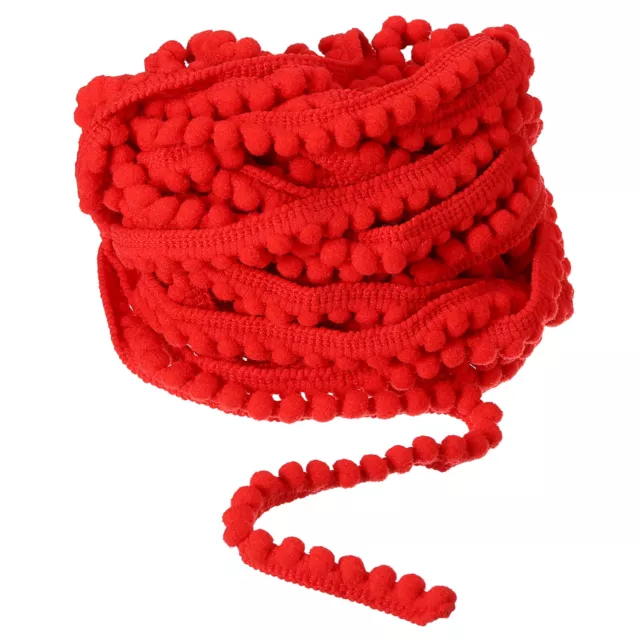 10 Yards Pom Pom Ball Fringe Trim Ribbon Sewing Trim DIY Crafts, 5mm Red