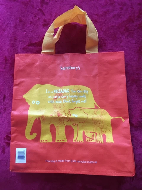 SAINSBURYS RELIABAG ELEPHANT Reusable Large Shopping Bag Bnwt