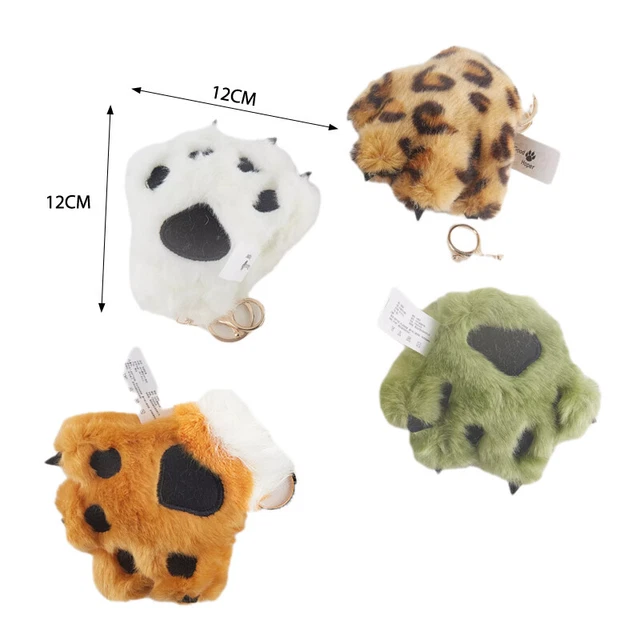 Simulation Tiger Paw Plush Toy Animal Pendant Leopard Keychain School Bag GAIR