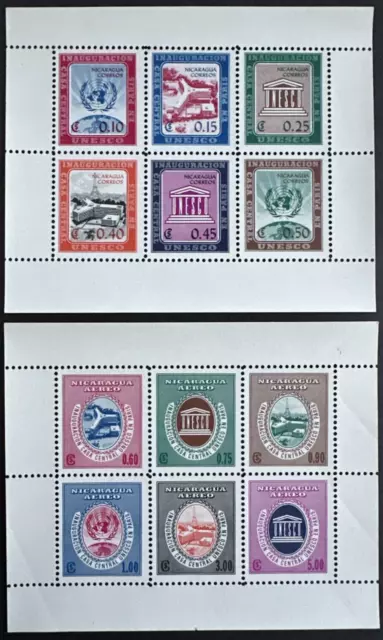 Nicaragua 1958 Set of 2 Souvenir Sheets MNH OG Sc#818a & C429a S/S UNESCO