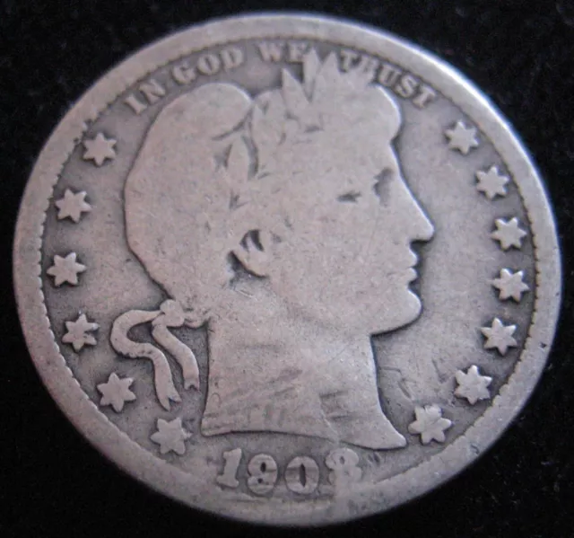 Mds Usa Quarter Dollar 1908 O "Barber Head", Silber #R