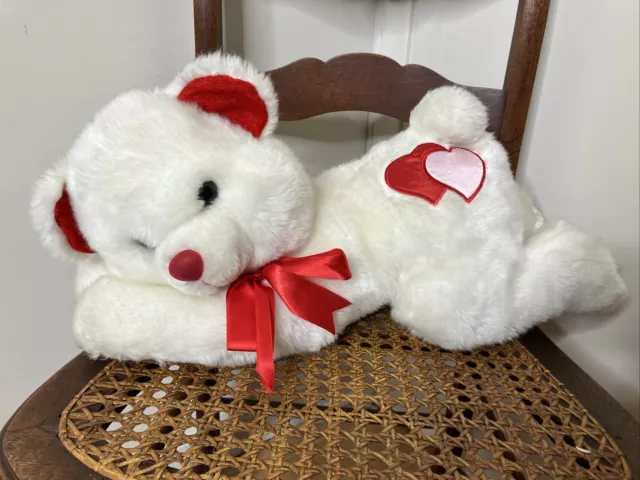 Valentines Day GOFFA International Laying Teddy Bear 18" Plush with Hearts