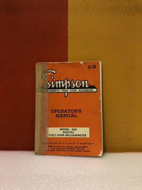 Simpson Model 460 Digital Volt-Ohm-Milliammeter Operator's Manual