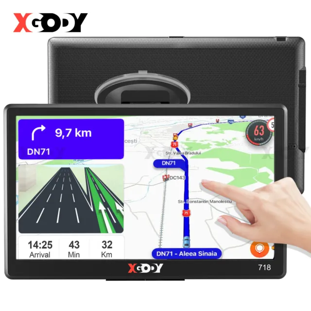 Upgrade XGODY 718 SAT NAV GPS 7 inch UK & EU Australia Free Lifetime Map 8GB FM