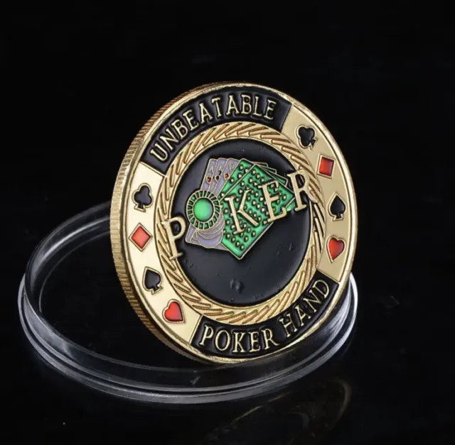 Green Unbeatable Poker Card Guard Hand Protector Casino Token Lucky Coin
