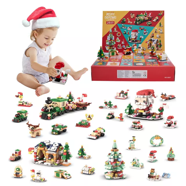 Christmas Advent Calendar Building Blocks 24 Days Countdown Blind Box Kids Gifts