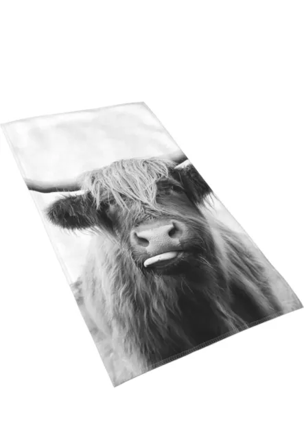 Scottish Highland Cow Fingertip Hand Towels 2 PCS Set Absorbent Bath Face