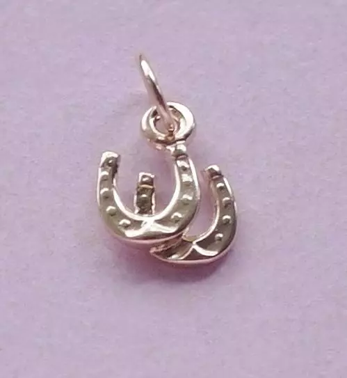 Horseshoes Two Lucky Horse shoes Charm Pendant STERLING SILVER