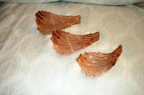 Art Deco Depression Glass Curtain Tie Backs Pink Leaf Feather Replacement Glass