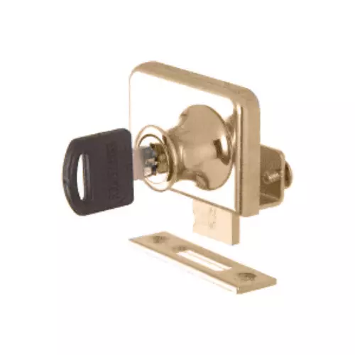 CRL LK48KA Gold Plated Clamp-On Lock for 1/4" Double Glass Door - Keyed Alike