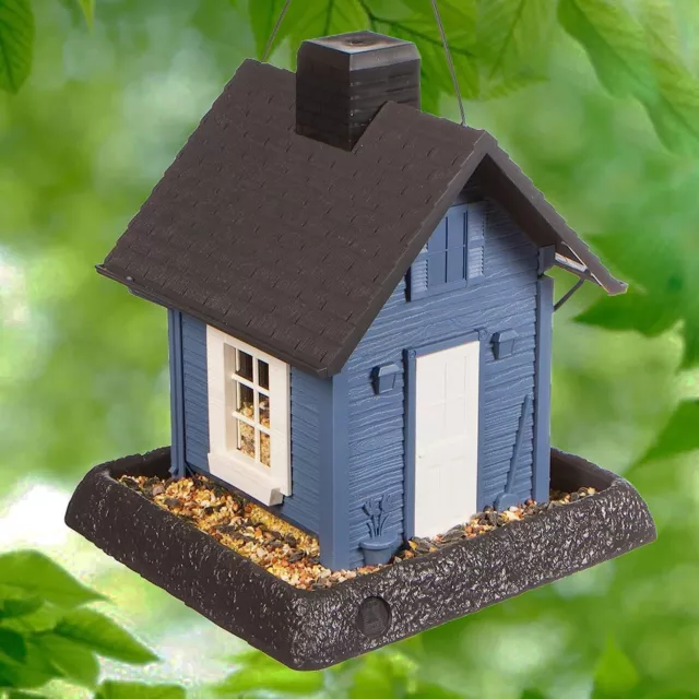 North States Village Collection Blue Cottage Hanging Birdfeeder  Easy Fill Clean