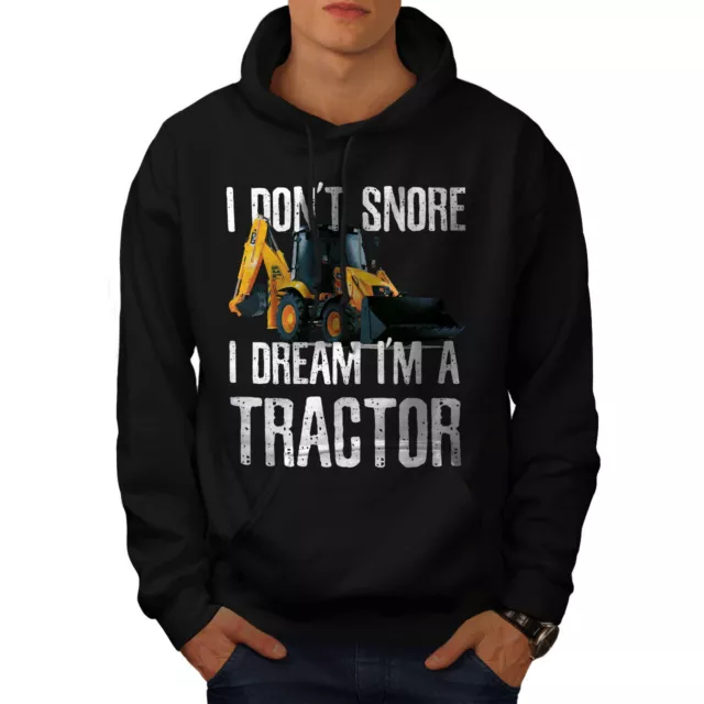 Wellcoda I Don't Snore Tractor Mens Hoodie, Farmer Casual Hooded Sweatshirt