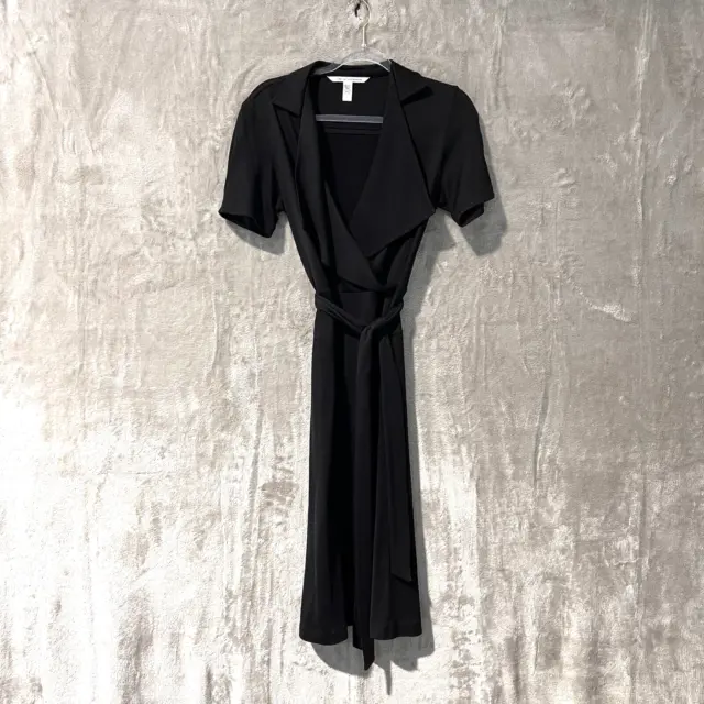 Diane Von Furstenberg Black Faux Wrap Dress Sill Size 10