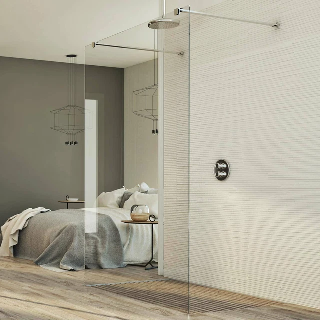 Mampara De Ducha Pared Fija 70 Cm Walk In Cristal H198 Transparente Sin Cierre