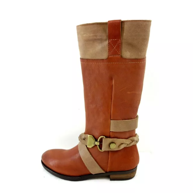 Julie Dee Chaussures Femmes Bottes en Cuir Cognac Braun Glissement Np 229 Neuf