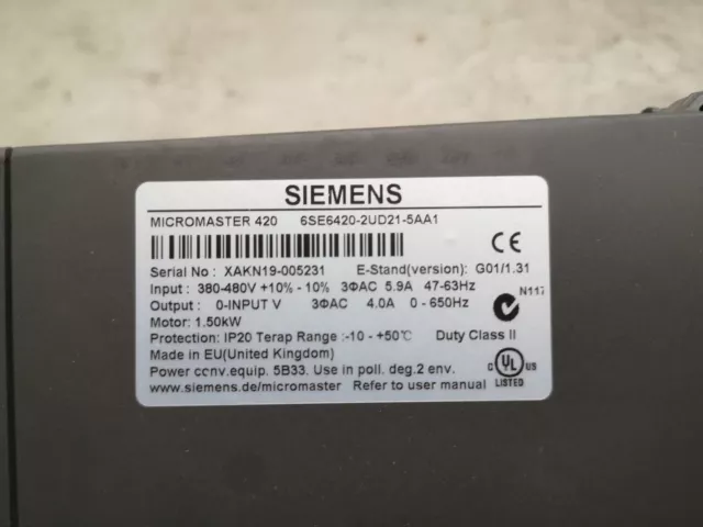 1 pz Nuovo Siemens Micromaster Inverter 6SE6420-2UD21-5AA1 3