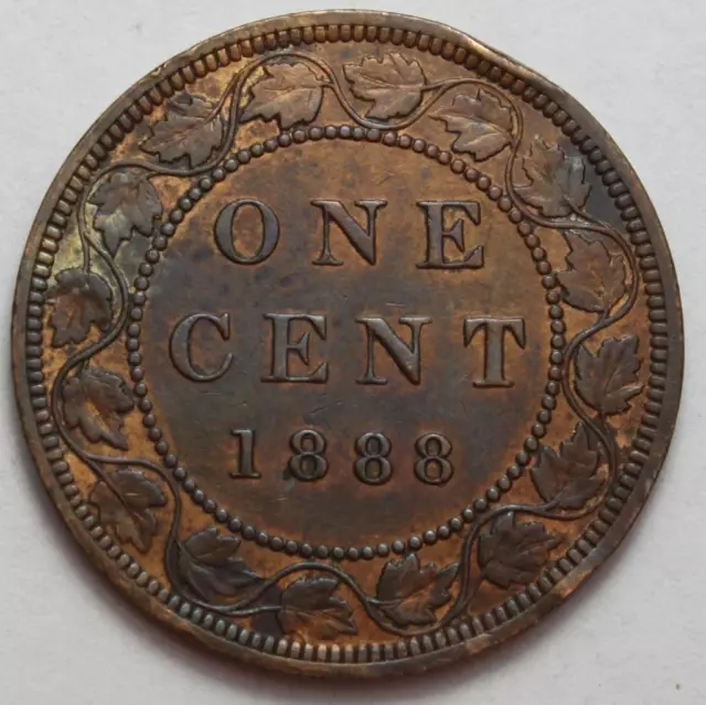 Canada 1888 Large Cent, Double Punched 888, High AU Grade But Cleaned (Q48)