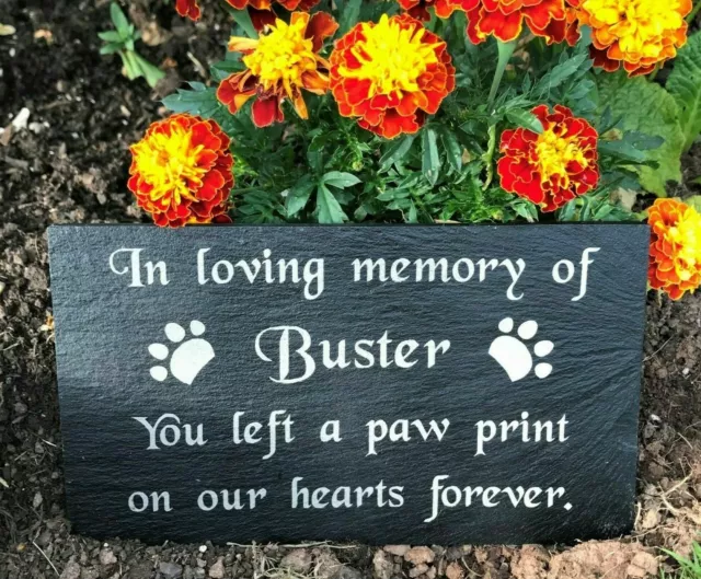 Personalisierte gravierte Haustier Memorial Schiefer Stein Grabstein Marker Plakette Hund