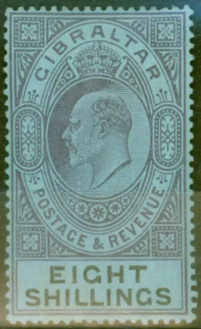 Gibraltar 1903 8s Dull Purple & Black-Blue SG54 Fine Mtd Mint (5)