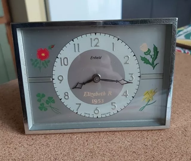 Vintage Smith's Enfield  Bedside clock, Queen Elizabeth 2nd Coronation 1953