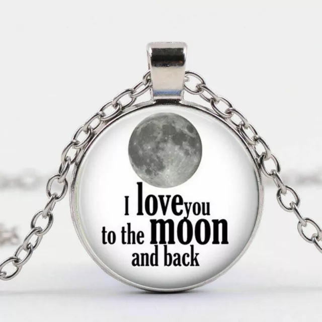 LOVE YOU TO MOON Collar Colgante Plata Esterlina 925 20" Joyería Regalo Mujer