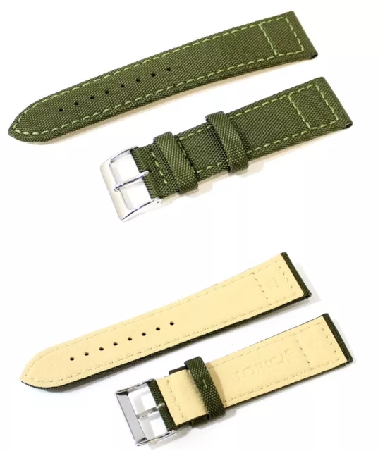 Cinturino per orologio in cordura verde con fondo in lorica ansa 20mm watch