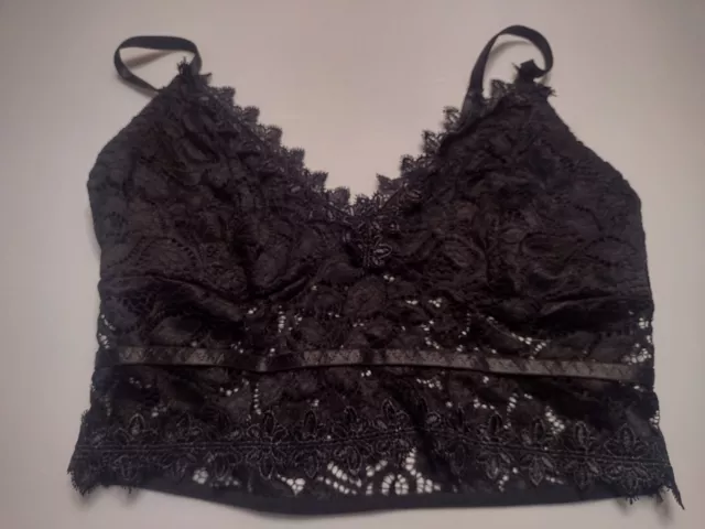 Black H&M Padded Floral Lace Bralette Size 34 to 36 A B